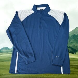 Nike Blue and White Sphere Dry Quarter Zip Performance Sweatshirt Lightweight XL